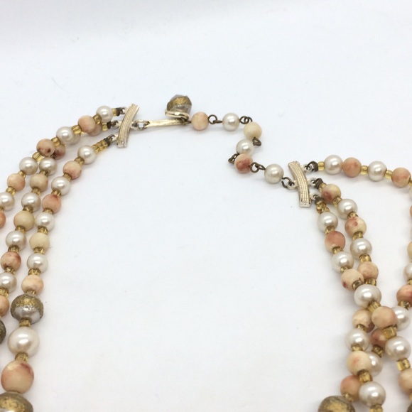 VINTAGE JAPAN 60s BEAD AB AURORA BOUREALIS MULTI LAYER COLLAR CHOKER NECKLACE - Picture 16 of 16